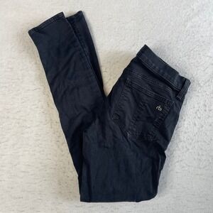 Rag & Bone Skinny Jeans Womens 28 Wax Black Zipper Moto Detail